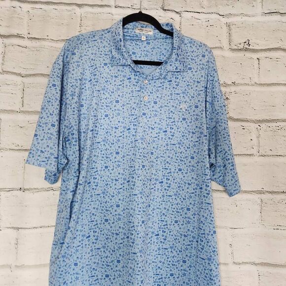 Peter Millar Mens Light Blue Embroidered Golf Polo Top Size XL Comfort - Picture 1 of 11